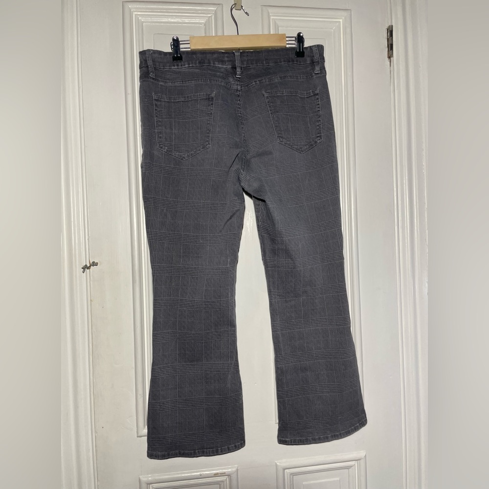FRAME Le Crop Mini Boot checked mid-rise kick-flare jeans size 33 glen plaid - Picture 7 of 16